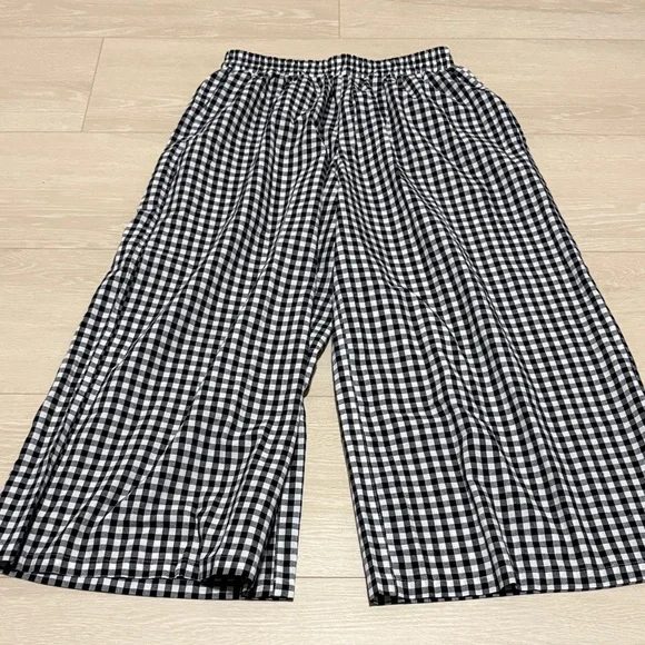 Lomon Black and White Checkered Cropped Wide Leg Pants - Picture 7 of 7
